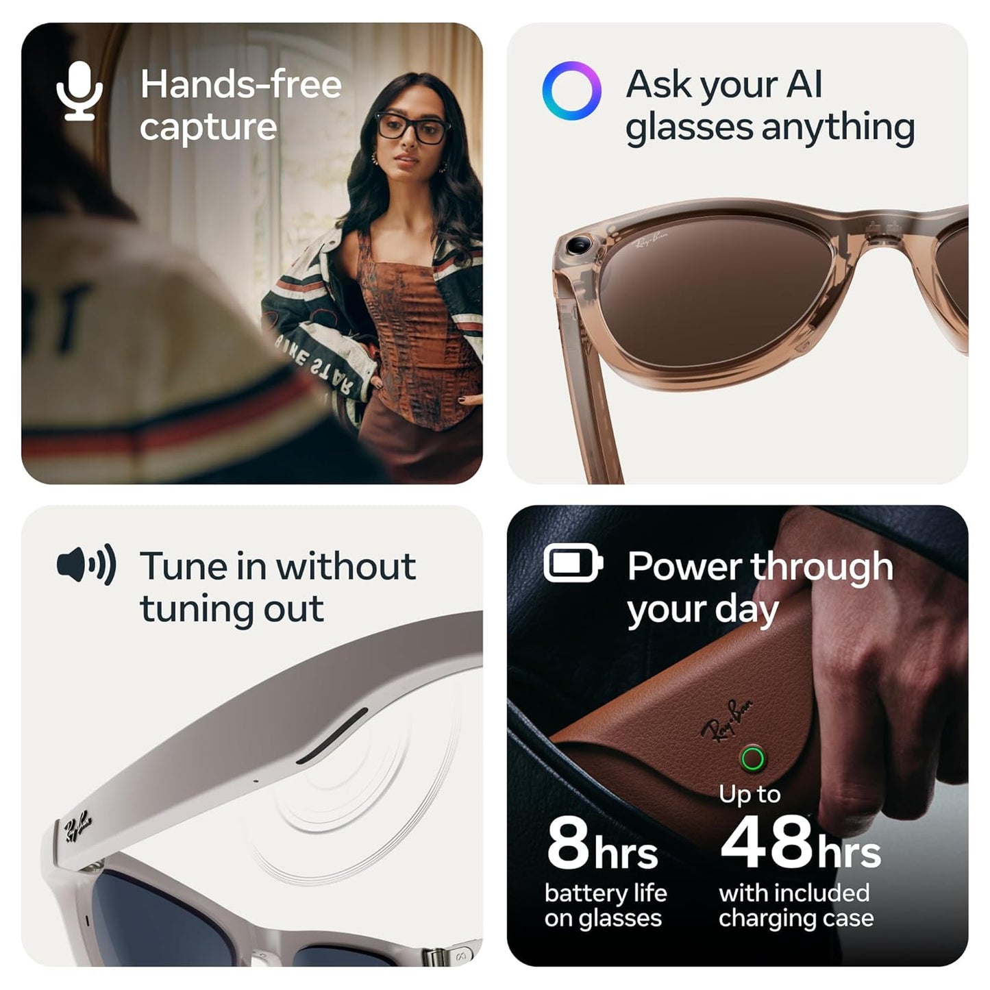 Meta Ray-Ban (Gen 2), Skyler, Shiny Black | Smart AI Glasses for Men, Women — 2x Battery Life — 3K Ultra HD Resolution