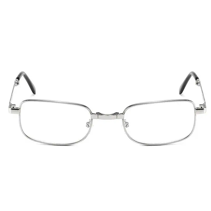 Foldable Reading Glasses Men Metal Rectangle Eyeglasses Frames Crystal Optics Lens Women Spectacle With Case VANLOOK 2020