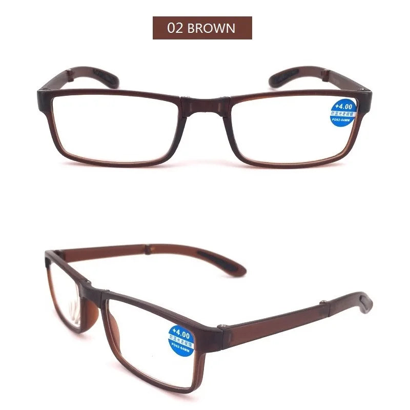 Foldable Reading Glasses Folding Women Men Square Vintage Presbyopia glasses with case Eyeglasses 1.0 1.5 2.0 2.5 3.0 3.5 4.0