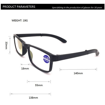 Foldable Reading Glasses Folding Women Men Square Vintage Presbyopia glasses with case Eyeglasses 1.0 1.5 2.0 2.5 3.0 3.5 4.0