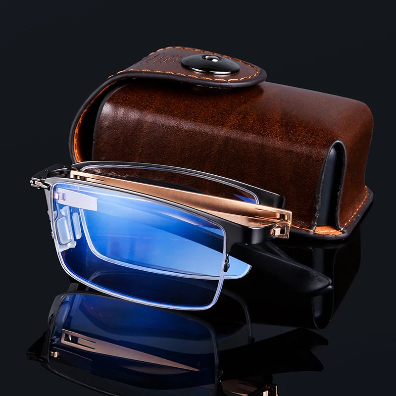 Folding Anti Blue Ray Reading glasses men Foldable Glasses With Case Diopter Optical Computer Glasses Spectacles Oculos