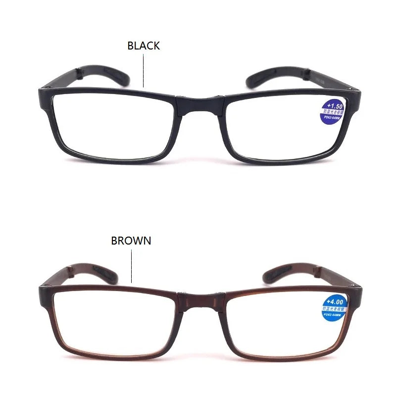 Foldable Reading Glasses Folding Women Men Square Vintage Presbyopia glasses with case Eyeglasses 1.0 1.5 2.0 2.5 3.0 3.5 4.0