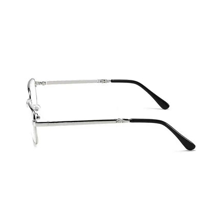 Foldable Reading Glasses Men Metal Rectangle Eyeglasses Frames Crystal Optics Lens Women Spectacle With Case VANLOOK 2020