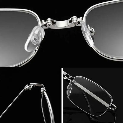 Foldable Reading Glasses Men Metal Rectangle Eyeglasses Frames Crystal Optics Lens Women Spectacle With Case VANLOOK 2020