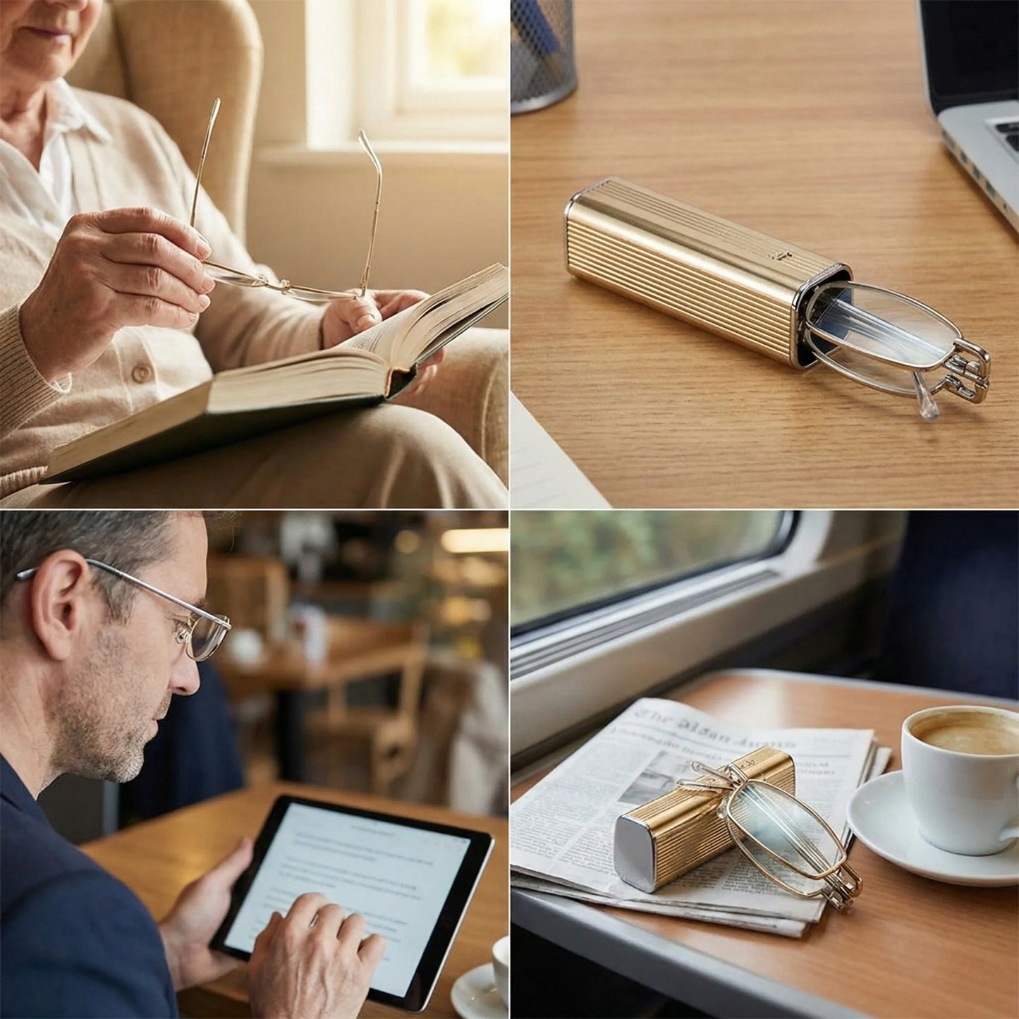 Foldable Full-Frame Reading Glasses, Compact and Portable, with Clear Vision and Comfortable to Wear, Suitable for Both Men and Women.