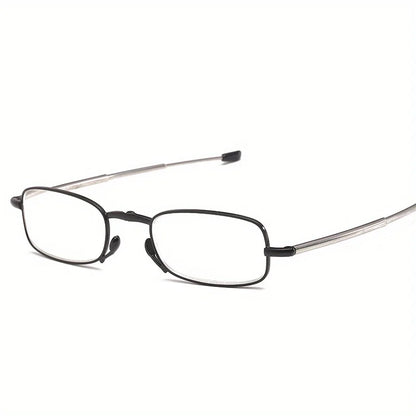 Men's Reading Glasses Foldable Glasses with Zipper Bag Metal Frame  Blue Light Resistant Glasses Prescription Glasses +100 +400